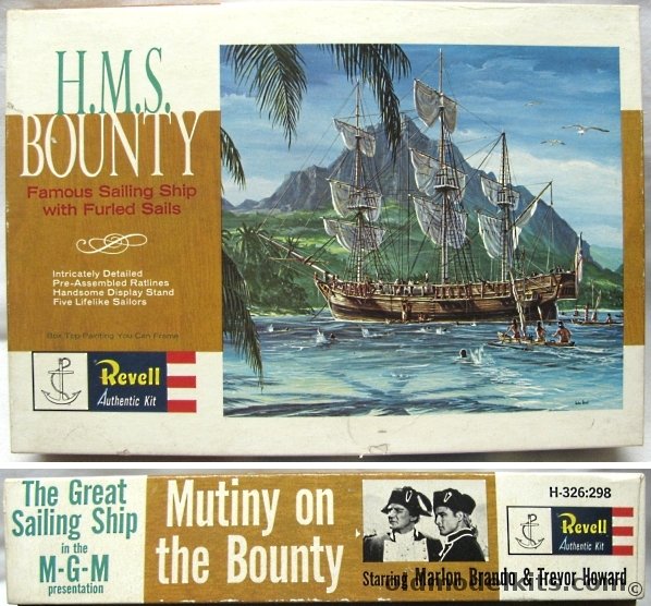 Revell 1/110 HMS Bounty - MGM 'Mutiny On The Bounty' Movie Box with Marlon Brando and Trevor Howard, H326-298 plastic model kit